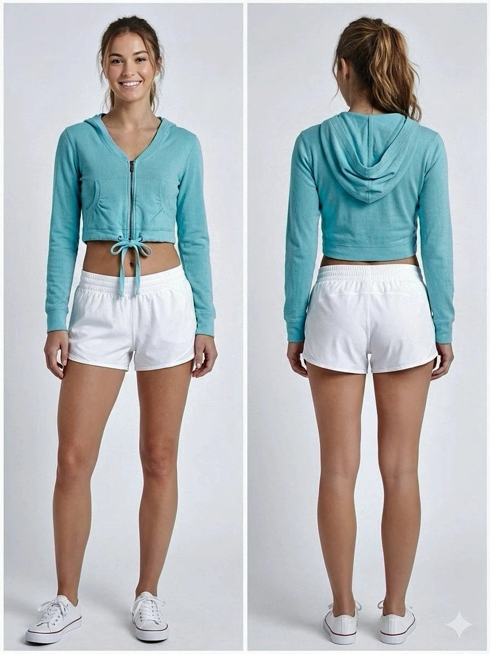 Bebe turquoise Cropped Zip Hoodie Y2K